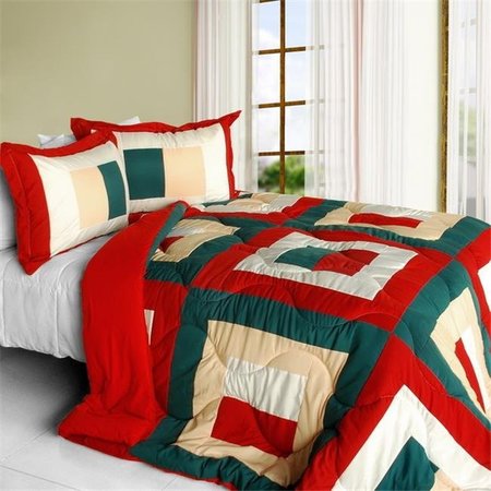 FURNORAMA In My Life A - Quilted Patchwork Down Alternative Comforter Set  Full & Queen Size - Red FU658485